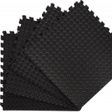 Puzzelmatten Zwart  - met afwerkingsrand 4 stuks van 60x60x1.2cm 
